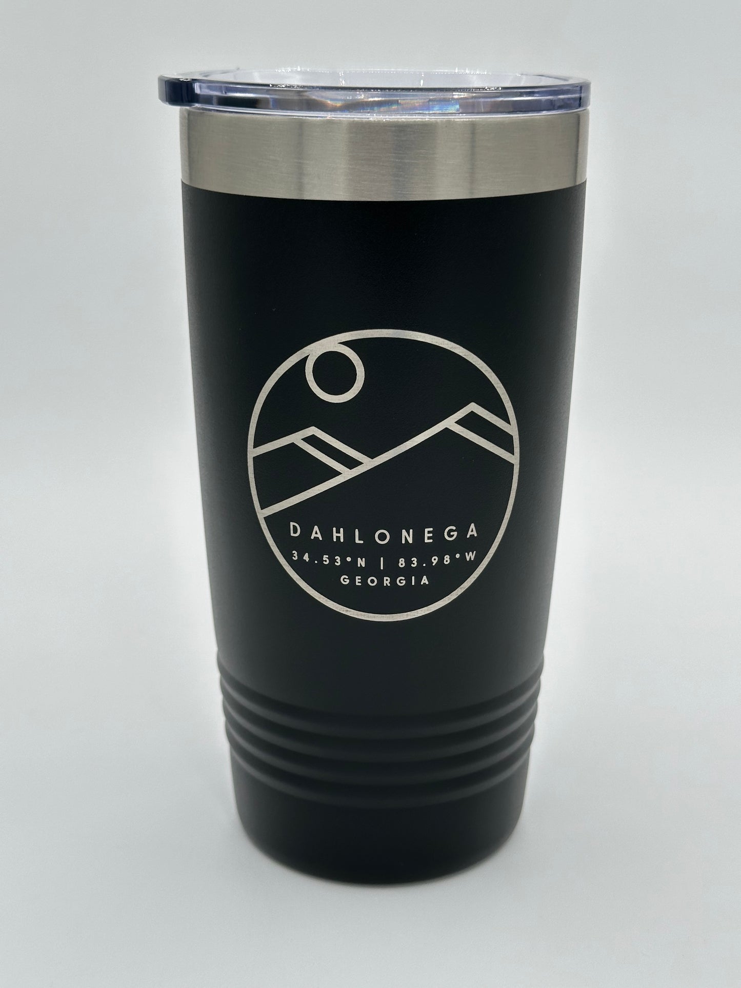 Round Dahlonega Mountain Tumbler in Black with Slider Lid