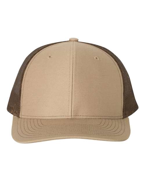 Richardson 112 - Unisex Adjustable Snapback Trucker Cap Brown/ Khaki - OSFM